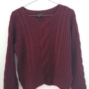 Maroon cableknit sweater